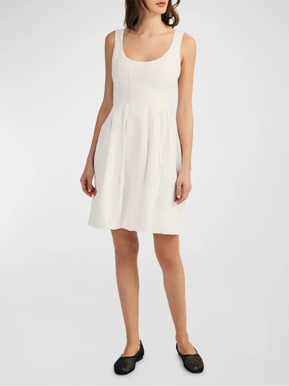 10 Crosby Derek Lam Cream Scoop-Neck Mini Dress